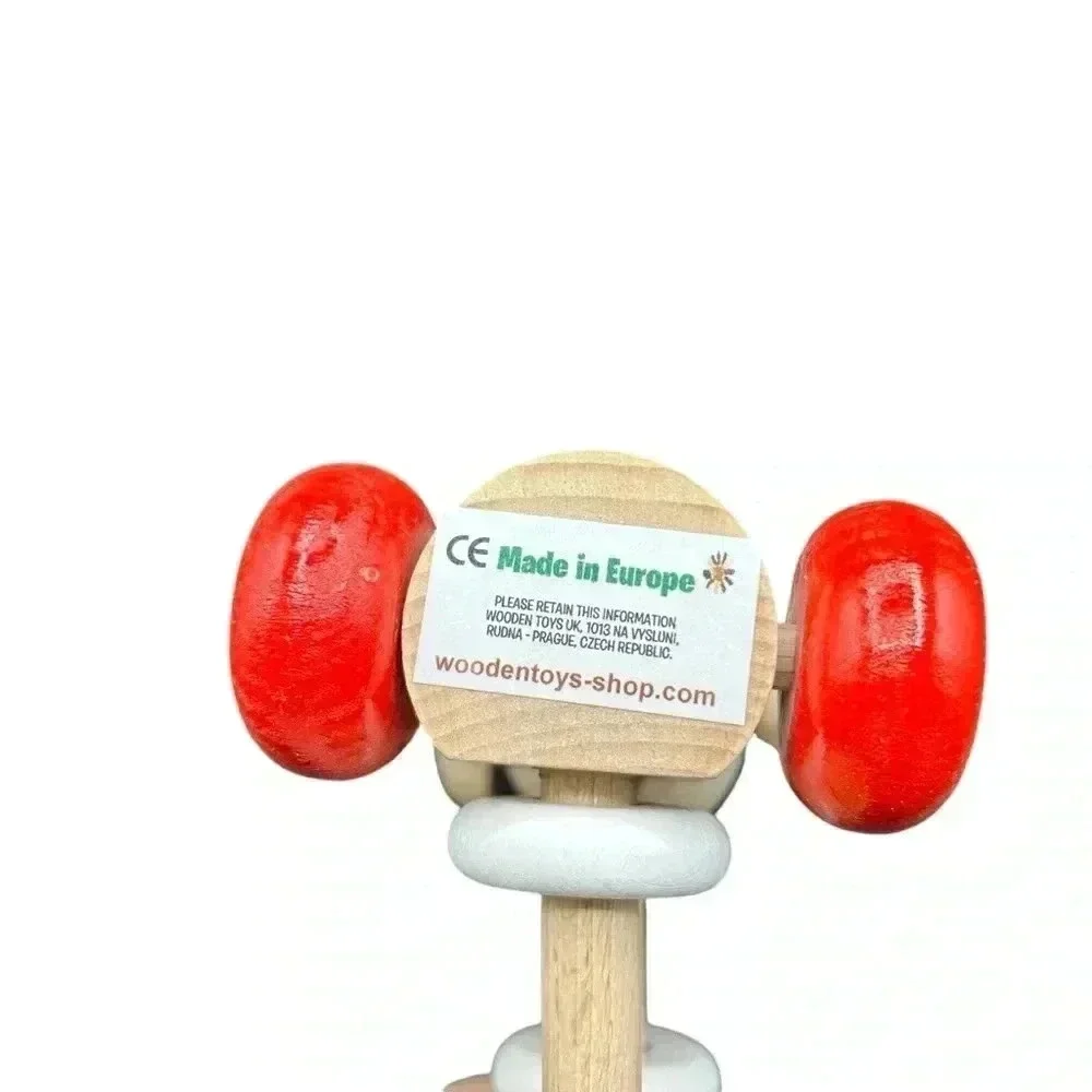 WOODEN ABACUS DOGGIE PUSH TOY TOXIC FREE PAINT HANDMADE LEARNING COUNTING TOOL